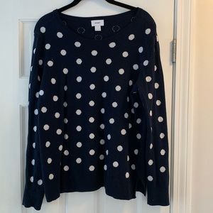 Old Navy crew neck navy/white polka dot sweater